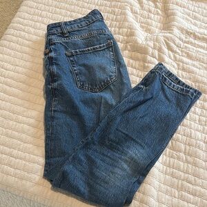 Zara Blue High Rise Mom Jeans Classic Denim